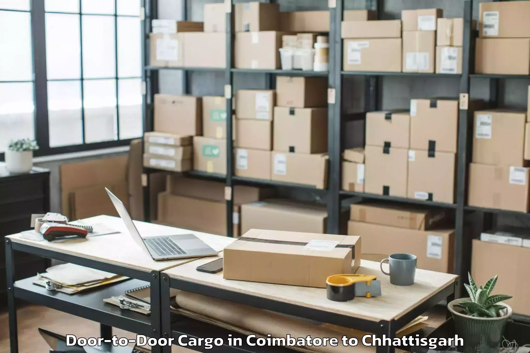 Professional Coimbatore to Khairagarh Door To Door Cargo